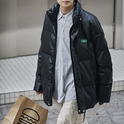 Vīriešu PU ādas parkas Privathinker biezas kokvilnas mētelis, polsterēts rūtains mētelis Modes zīmola statīvs apkakle Vīriešu unisex ziemas jakas