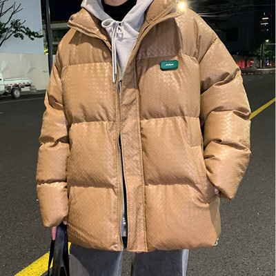 Vīriešu PU ādas parkas Privathinker biezas kokvilnas mētelis, polsterēts rūtains mētelis Modes zīmola statīvs apkakle Vīriešu unisex ziemas jakas