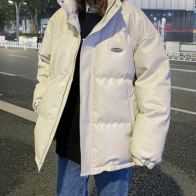 Vīriešu PU ādas parkas Privathinker biezas kokvilnas mētelis, polsterēts rūtains mētelis Modes zīmola statīvs apkakle Vīriešu unisex ziemas jakas