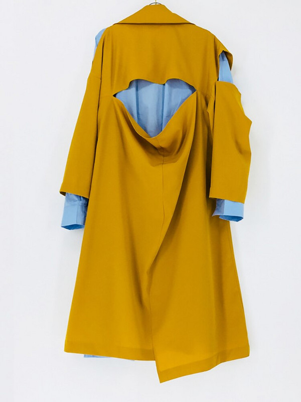 DEAT Fashion női felvonókabát új, kétsoros, hosszú ujjú, kontrasztos színű, toldott széldzseki, 2022. ősz 17A2480