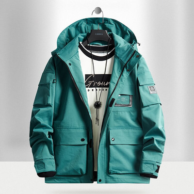 Pavasaris Rudens Vīriešu Vējjakas Jakas Mēteļi ar kapuci Vīriešu Ūdensizturīgi Virsdrēbes SoftShell Jaka Apģērbi Liela izmēra 6XL 7XL 8XL