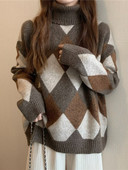 Retro Lingge Turtle Neck Γυναικεία φθινοπωρινά και χειμερινά χοντρά πουλόβερ με φαρδιά τεμπέλη αέρα με πλεκτά μπλουζάκια εσωτερικά πουλόβερ