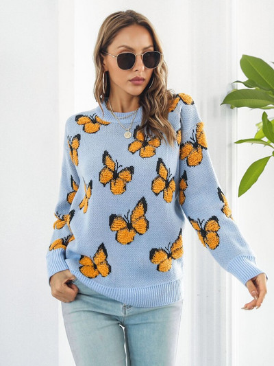 Μόδα μπλουζάκια 2022 Γυναικεία Φθινόπωρο Χειμώνας Χαλαρά πουλόβερ με στρογγυλή λαιμόκοψη Γυναικείο πουλόβερ με μακρυμάνικο πλέξιμο Γυναικείο Γυναικείο Ρούχο