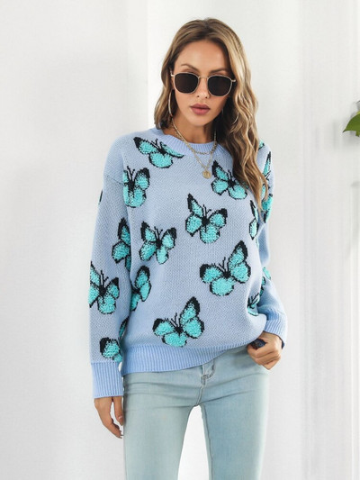 Μόδα μπλουζάκια 2022 Γυναικεία Φθινόπωρο Χειμώνας Χαλαρά πουλόβερ με στρογγυλή λαιμόκοψη Γυναικείο πουλόβερ με μακρυμάνικο πλέξιμο Γυναικείο Γυναικείο Ρούχο