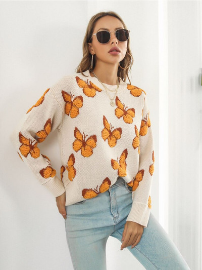 Μόδα μπλουζάκια 2022 Γυναικεία Φθινόπωρο Χειμώνας Χαλαρά πουλόβερ με στρογγυλή λαιμόκοψη Γυναικείο πουλόβερ με μακρυμάνικο πλέξιμο Γυναικείο Γυναικείο Ρούχο