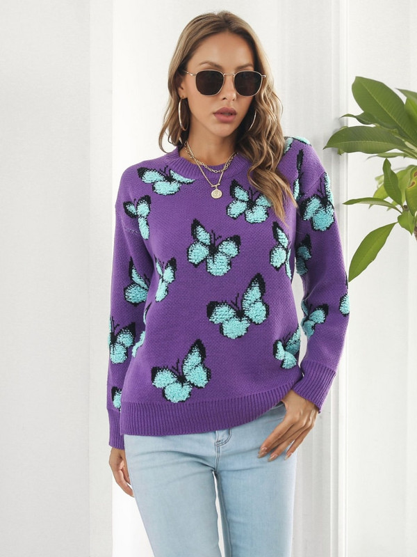 Μόδα μπλουζάκια 2022 Γυναικεία Φθινόπωρο Χειμώνας Χαλαρά πουλόβερ με στρογγυλή λαιμόκοψη Γυναικείο πουλόβερ με μακρυμάνικο πλέξιμο Γυναικείο Γυναικείο Ρούχο