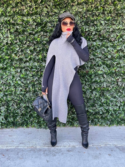 CM.YAYA Vintage πλεκτό πλεκτό γυναικείο ζιβάγκο με σχίσιμο ρολόι μανίκι Ασύμμετρο μεγάλο πουλόβερ πουλόβερ Φθινοπωρινό Χειμώνα Χοντρό Ζεστό τοπ