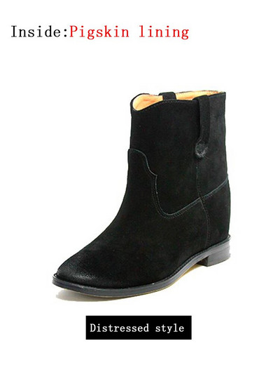 Matēti ādas īsi zābaki Sieviešu ziemas zābaki 2022. gada pavasara un rudens modes zābaki ar zemu papēžu iekšpusi, paaugstināti puszābaki