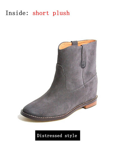 Matēti ādas īsi zābaki Sieviešu ziemas zābaki 2022. gada pavasara un rudens modes zābaki ar zemu papēžu iekšpusi, paaugstināti puszābaki