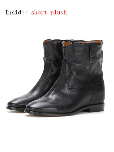 Matēti ādas īsi zābaki Sieviešu ziemas zābaki 2022. gada pavasara un rudens modes zābaki ar zemu papēžu iekšpusi, paaugstināti puszābaki