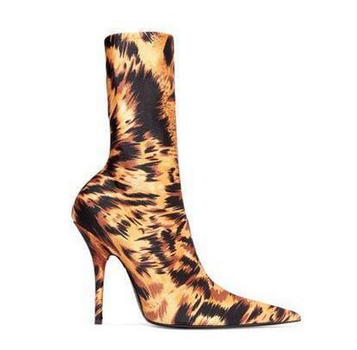 Stretch μπότες με μυτερή μύτη από βελούδο Styletto Printing Γυναικεία μποτάκια μανίκι Plus μέγεθος 47 Floral παπούτσια 2022 Sping New Multi Color