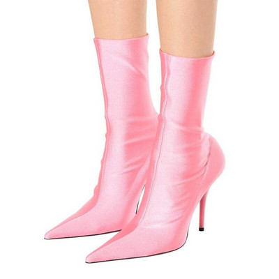 Stretch μπότες με μυτερή μύτη από βελούδο Styletto Printing Γυναικεία μποτάκια μανίκι Plus μέγεθος 47 Floral παπούτσια 2022 Sping New Multi Color