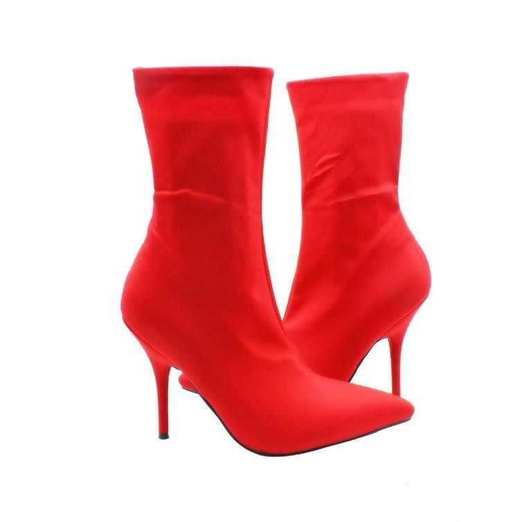 Stretch μπότες με μυτερή μύτη από βελούδο Styletto Printing Γυναικεία μποτάκια μανίκι Plus μέγεθος 47 Floral παπούτσια 2022 Sping New Multi Color