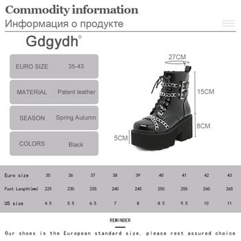 Gdgydh дамски обувки ботуши черни тъмни готини дебело дъно обувки Harajuku с метална верига готически пънк момичета обувки обувки