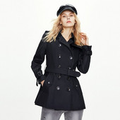 Ženski trenč kaput vrhunske kvalitete za proljeće/jesen 2022., kratki kaki s duplim kopčanjem, klasična poslovna ženska gornja odjeća s remenom