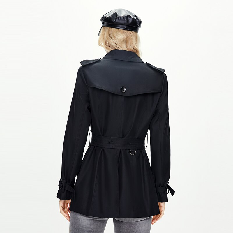 Ženski trenč kaput vrhunske kvalitete za proljeće/jesen 2022., kratki kaki s duplim kopčanjem, klasična poslovna ženska gornja odjeća s remenom