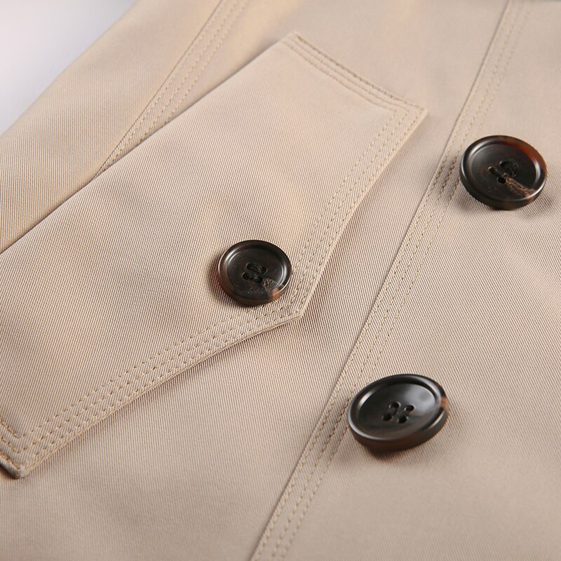 Ženski trenč kaput vrhunske kvalitete za proljeće/jesen 2022., kratki kaki s duplim kopčanjem, klasična poslovna ženska gornja odjeća s remenom