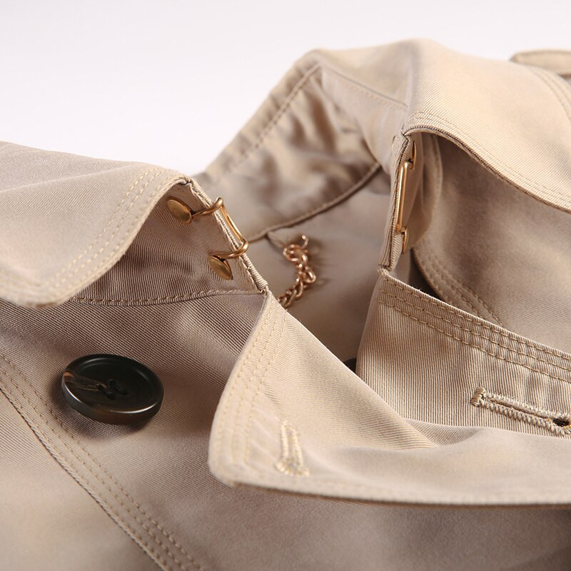 Ženski trenč kaput vrhunske kvalitete za proljeće/jesen 2022., kratki kaki s duplim kopčanjem, klasična poslovna ženska gornja odjeća s remenom