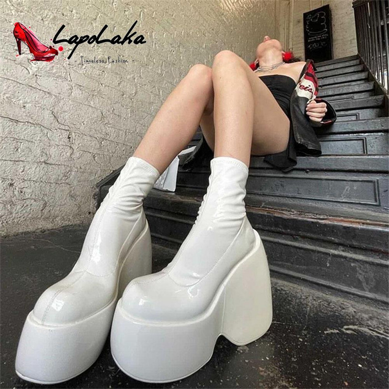 Ženske motociklističke čizme s debelom platformom Dizajn brenda 2022. Ženske gležnjače Cool modne čizme preko koljena Cipele