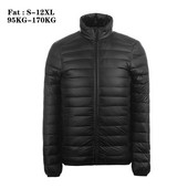 Liela izmēra 11XL 12XL vīriešu pavasara īpaši viegla dūnu jaka Vīriešu silta apkakle, īsa, viegla dūnu ikdienas mēteļi