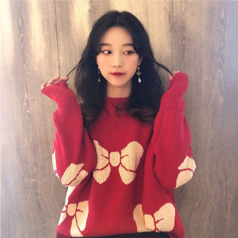 Novogodišnja odjeća 2023. Ženska odgovarajuća crvena božićna veste Džemperi za obiteljske parove Topla debela ležerna pletenina s O izrezom Božićni izgled
