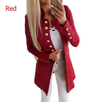 Ženske jednobojne ležerne duge jakne s uskim gumbima Ženski elegantni kaputi Jesen Zima Kaputi dugih rukava Gornja odjeća za uredske žene 2021.