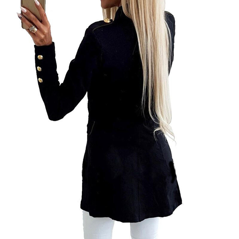 Ženske jednobojne ležerne duge jakne s uskim gumbima Ženski elegantni kaputi Jesen Zima Kaputi dugih rukava Gornja odjeća za uredske žene 2021.