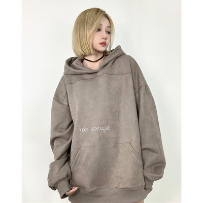 Ženska majica s kapuljačom, vezom u obliku slova, modni hip-hop preveliki, slobodno vrijeme, labava zimska nova majica s dugim rukavima, pulover