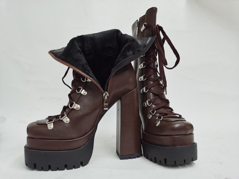 Ženske čizme s platformom na vezanje, gležnjače na super visoku debelu petu, modne cipele, ženske jesensko-zimske 2022., vruća rasprodaja, potpuno novo