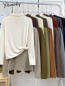 Yitimoky džemper s dolčevitom Ženski pleteni pulover Top majice Y2k Odjeća Jesen Zima 2022 Nova majica dugih rukava u stilu kave