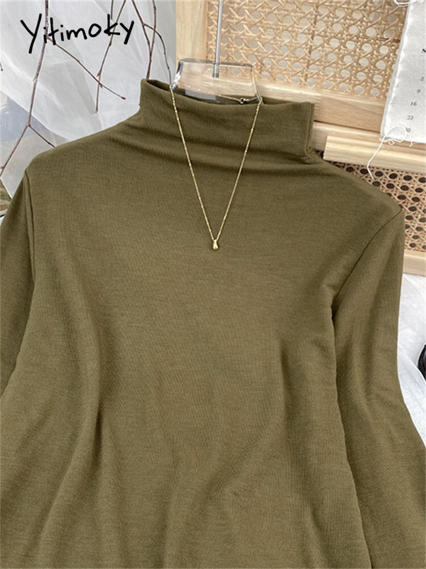 Yitimoky džemper s dolčevitom Ženski pleteni pulover Top majice Y2k Odjeća Jesen Zima 2022 Nova majica dugih rukava u stilu kave