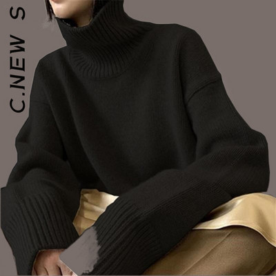 C.New S modni pleteni ženski džemper s dolčevitom i ovratnikom, topli pleteni džemper za slobodno vrijeme Elegantni džemper Ženski džemper Mekani ženski džemper
