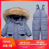 -30℃ Παιδικό παλτό για κορίτσι πάρκα κοστούμι για αγόρι Χειμερινό σετ Ζεστό γούνινο γιακά Thicken Kids Snowsuit Baby Jumpsuit Jacket Clothes 1-4Y