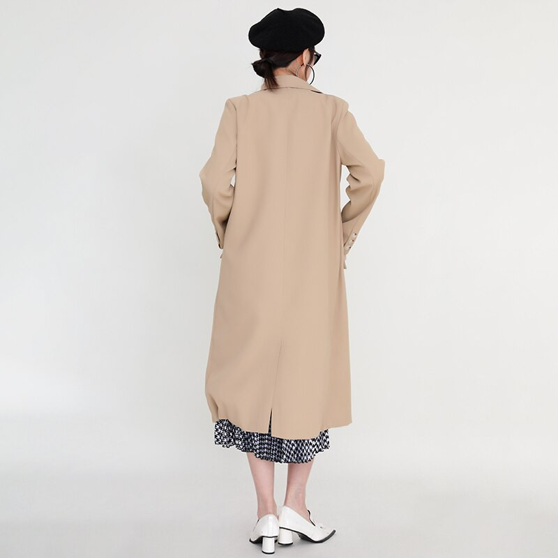 [EWQ] Korejski šik jesenski dugi, ležerni baloner, gornja odjeća, ženska vjetrovka s dvostrukim džepovima i ovratnikom, jesen 2022.