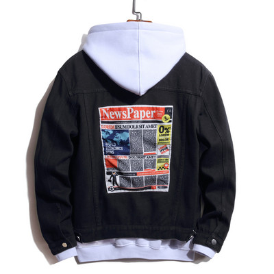 Jesen Zima Muška traper jakna Modna samokultivirana ležerna dvobojna šavova Crna/crvena Crna/plava Crno/bijela traper jakna