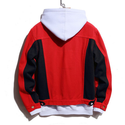 Jesen Zima Muška traper jakna Modna samokultivirana ležerna dvobojna šavova Crna/crvena Crna/plava Crno/bijela traper jakna