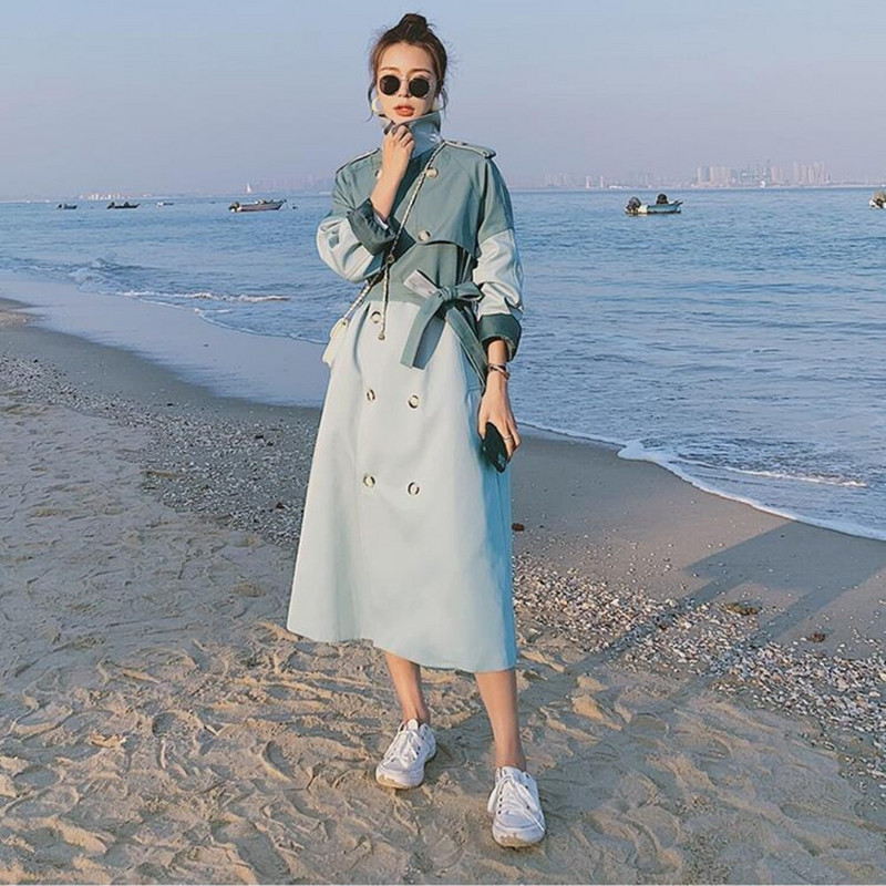 Μπουφάν παλτό σε κορεατικό στιλ, γυναικείο μακρύ στυλ άνοιξη 2022, φθινόπωρο, βρετανικό στιλ