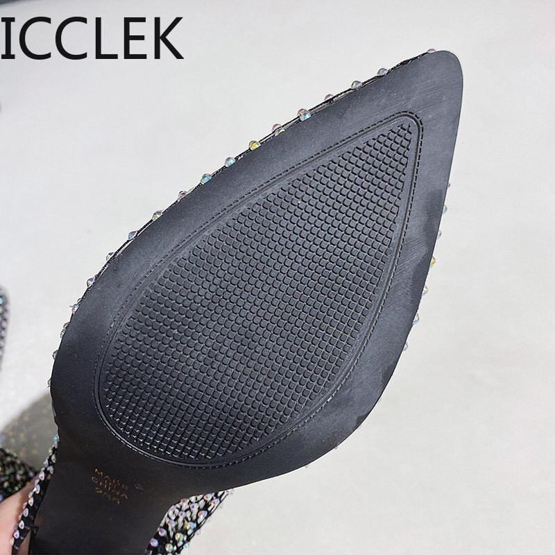 Modne gornje gležnjače od kristalno prozirne PVC mreže za žene Cipele na visoku petu sa špicastim prstima Ženske Zapatos De Mujer A096