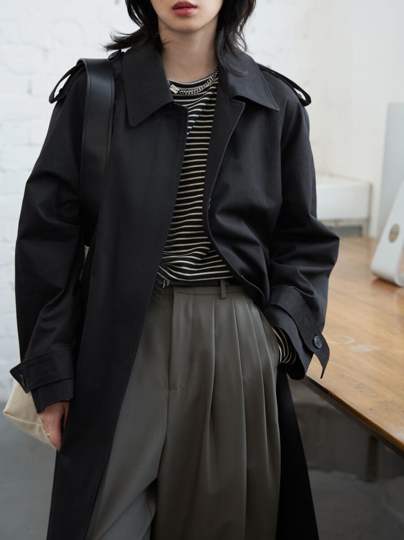 CHIC VEN Ženski trenč kaputi Jednobojni široki ženski kaput s vjetrom na jedno kopčanje Vjetrovka Ženski gornji kaput Proljeće, jesen 2022.