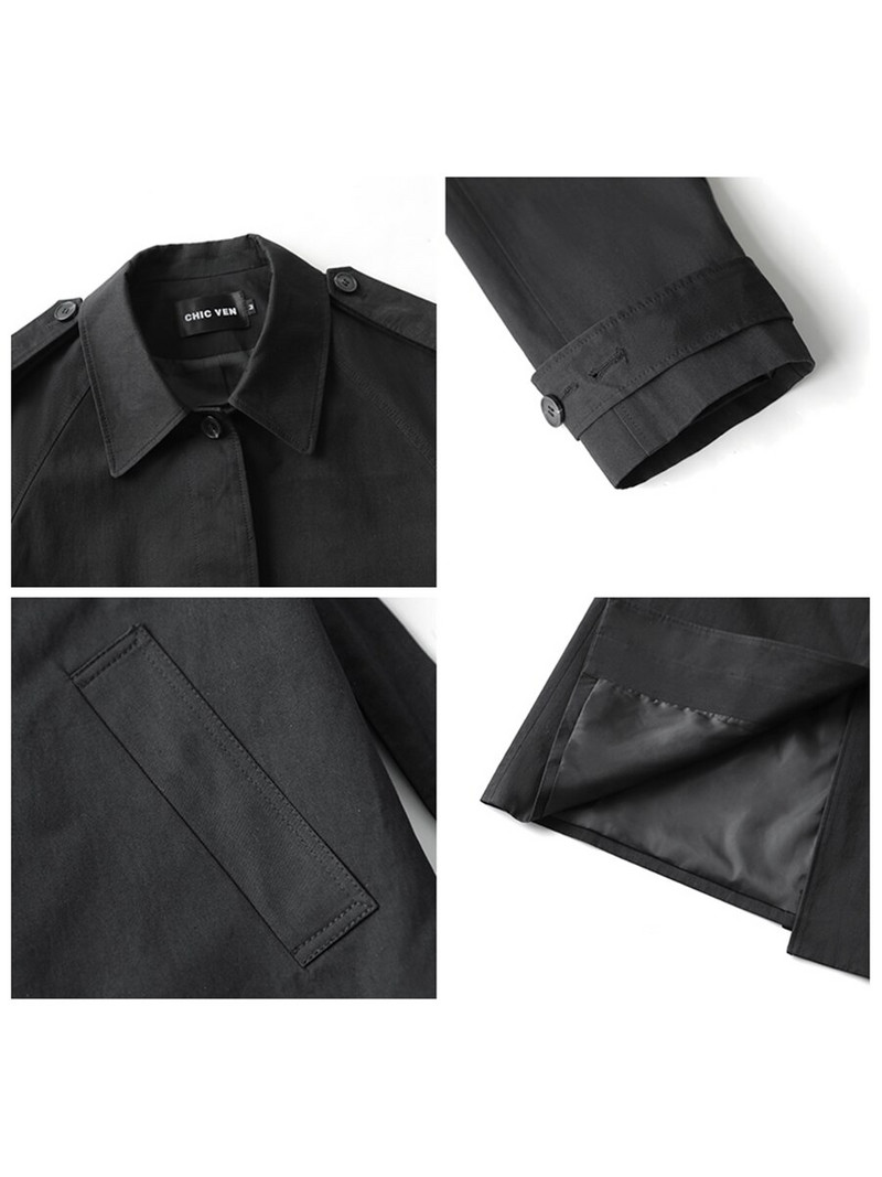 CHIC VEN Ženski trenč kaputi Jednobojni široki ženski kaput s vjetrom na jedno kopčanje Vjetrovka Ženski gornji kaput Proljeće, jesen 2022.