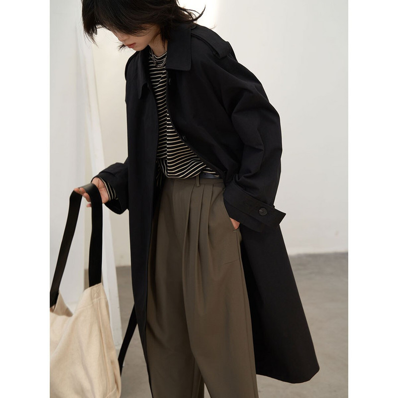 CHIC VEN Ženski trenč kaputi Jednobojni široki ženski kaput s vjetrom na jedno kopčanje Vjetrovka Ženski gornji kaput Proljeće, jesen 2022.