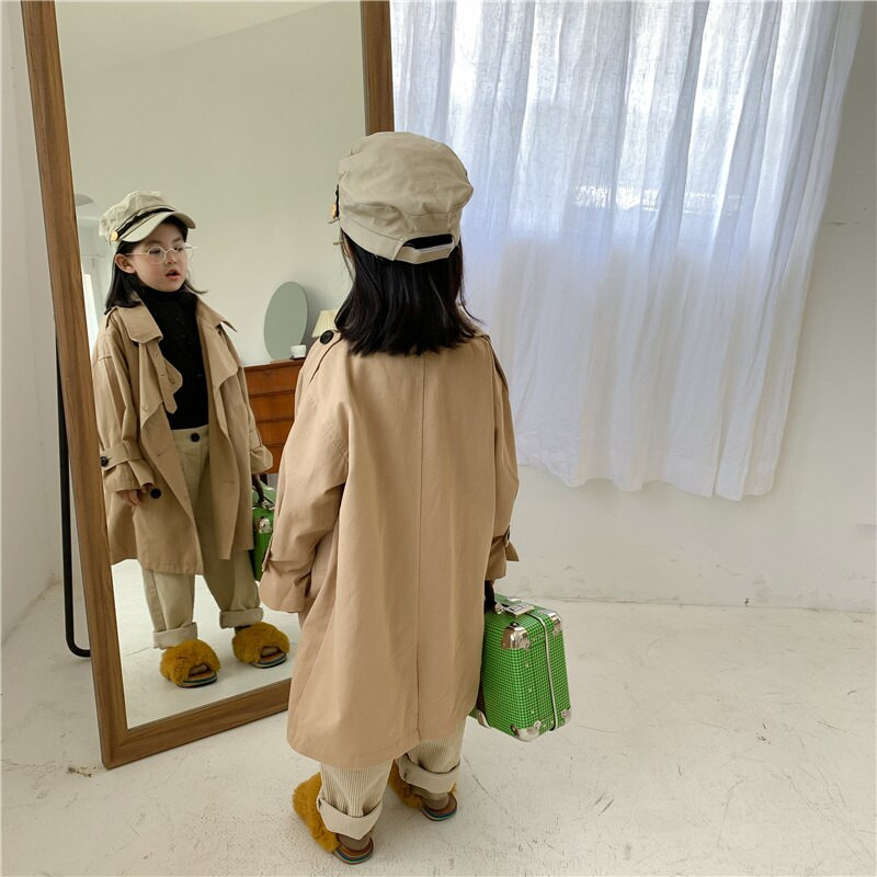 2022, proljeće, jesen, dječji modni trenč kaput za dječake i djevojčice, duge vjetrovke s velikim ovratnikom i gornjom odjećom