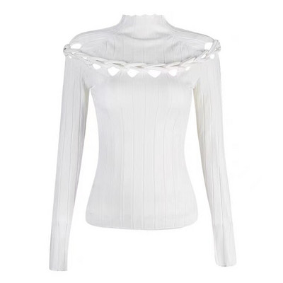 Dion Lee Jesen 2022. Sprijeda Straga Šuplji džemper na ramenima Pletena linija Pulover s dugim rukavima Polu dolčevita Slim Fit Pletivo