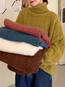 ZOKI biezs sieviešu džemperis ar bruņurupuču apkakli ziemas, savīti brīvs, silts sieviešu džemperis, vienkrāsains korejiešu studentu trikotāžas mēteļi