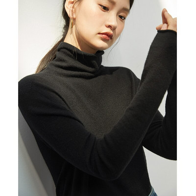 ZIQIAO 100% vunena bešavna donja majica s gustim ovratnikom Ženska jesen-zima 2022. Nova jednobojna ženska donja majica u različitim bojama