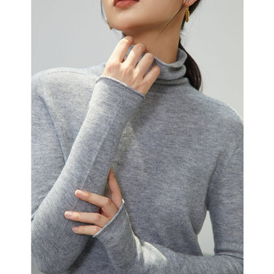 ZIQIAO 100% vunena bešavna donja majica s gustim ovratnikom Ženska jesen-zima 2022. Nova jednobojna ženska donja majica u različitim bojama