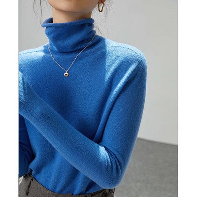 ZIQIAO 100% vunena bešavna donja majica s gustim ovratnikom Ženska jesen-zima 2022. Nova jednobojna ženska donja majica u različitim bojama