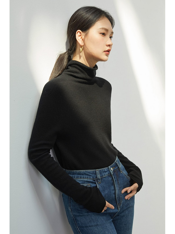 ZIQIAO 100% vunena bešavna donja majica s gustim ovratnikom Ženska jesen-zima 2022. Nova jednobojna ženska donja majica u različitim bojama