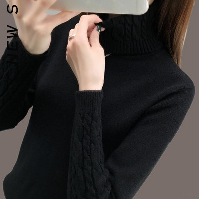 C.New S Γυναικείο πουλόβερ ζιβάγκο μόδας πλεκτά μαλακά casual πουλόβερ Γυναικεία πλεκτά πουλόβερ Chic ζεστά γυναικεία πουλόβερ