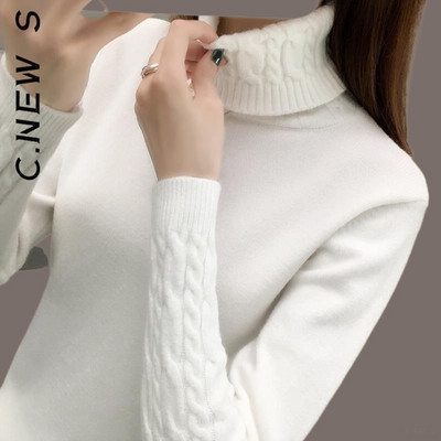 C.New S Γυναικείο πουλόβερ ζιβάγκο μόδας πλεκτά μαλακά casual πουλόβερ Γυναικεία πλεκτά πουλόβερ Chic ζεστά γυναικεία πουλόβερ